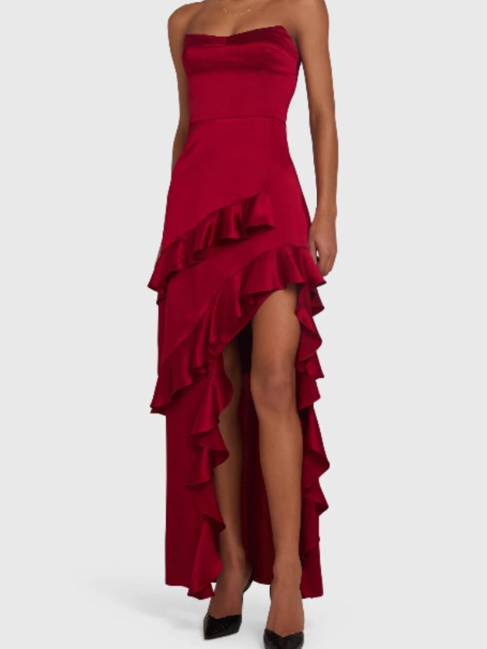 Amanda Uprichard Magnolia Silk Maxi Dress in Carnelian Red